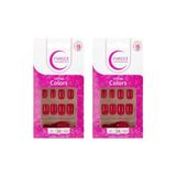 Unhas Postiças Fhaces Colors Escarlate U3091 - Kit C/2un