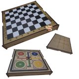 Brinquedo Educativo Madeira Tabuleiro Dama + Ludo + J. Velha