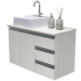 Balcão Banheiro Mdf - Abrazzo 80cm - 3 Gavetas - Com Cuba