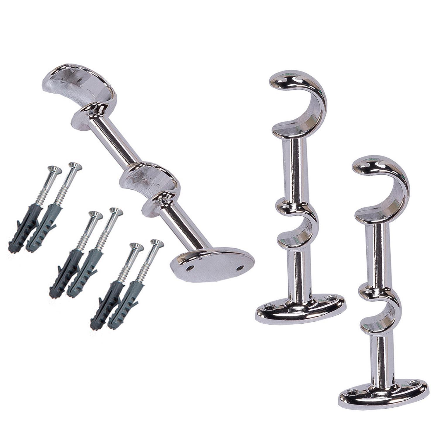 Kit De Suporte Para Cortina De Varão Duplo 19/28 Mm Em Metal