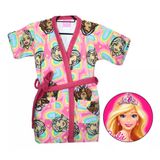 Roupao Aveludado Infantil Quimono Estampado Barbie P Lepper