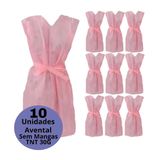 10 Avental Descartável Rosa Sem Manga Gramatura 30gr Pct 10u