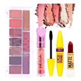 Kit De Maquiagem Paleta De Sombra Batom Gloss Rimel Pink21