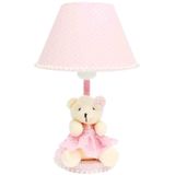 Abajur Infantil Urso Rosa Quarto Bebê Criança 25cm