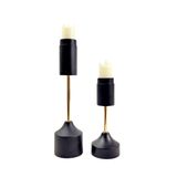 Castiçal Candelabro Metal Preto Dourado 32/22cm Kit 2pc