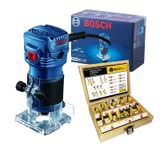 Tupia Eletric Gkf550 Bosch 550w Profiss + Fresas 12 Pçs 220v