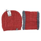 Kit De Gorro + Cachecol Estilo Gola Inverno Vinho