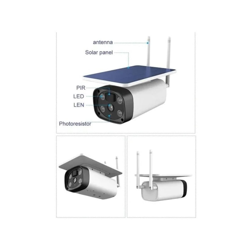 Câmera De Segurança Externa Alimentada Por Energia Solar Hd 1080p Com Wifi