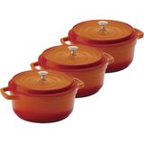 Kit Caçarola Hercules Ceramico Indução Laranja6,8l+6,8l+6,8l