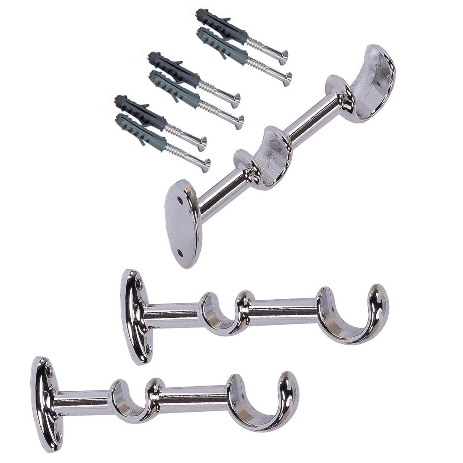 Kit De Suporte Para Cortina De Varão Duplo 19/28 Mm Em Metal