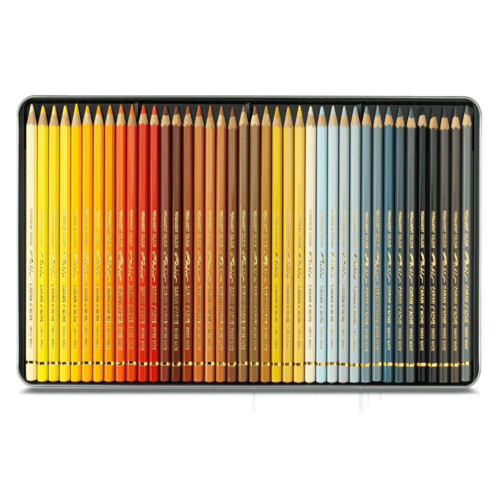 Lápices De Colores Caran D'Ache - Pack De 12, Acuarelables, Mina De Madera, Estuche De Cartón Hexagonal