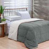 Coberdrom 1 Peça Fleece Com Sherpa Queen Cinza - Noruega
