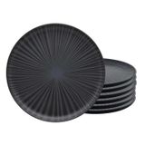 Jogo Kit 6 Pratos Rasos De Cerâmica 26cm Preto Oxford Ônix