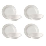 Conjunto Pratos Fundo Sobremesa Cerâmica Perla Branco 8pçs