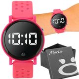 Relogio Digital Feminino Silicone Rosa Led Premium Caixa