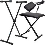 Kit Suporte Teclado Ask + Banqueta Bt10 Saty + Pedal Sustain