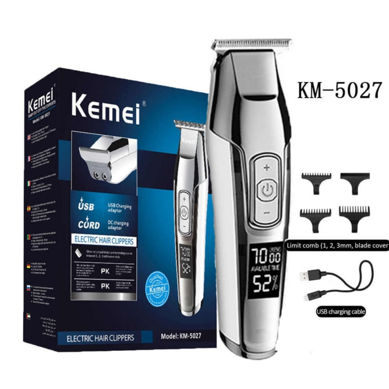 Máquina De Cortar Cabelo Kemei Km-5027 Professional Barber Com 3 Limit Co