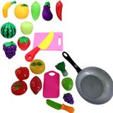 Kit Brinquedo Frutas E Legumes Adesivo Faca+tabua+frigideira