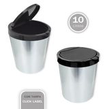 Lixeira De Pia Inox 10l Cesto Redonda Com Tampa Click Label