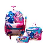 Kit Mochila Rodinhas Feminina Infanto Juvenil Lilo Stitch