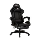 Cadeira Gamer Giratória NSX Reclinável Estofada Preta de Couro