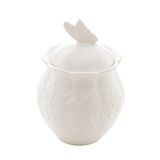 Açucareiro Lyor Butterfly Flower De Porcelana Branco 9,5cm