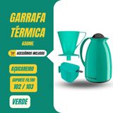 Kit Garrafa Termica Cores Café Pratico Açucareiro Suporte