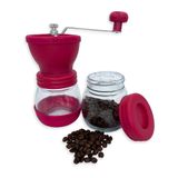 Moedor De Café Manual Vidro E Inox Rosa Com Regulagem