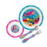 Kit Refeição Animal Fun Pratinho + Bowl + Talher - Sereia