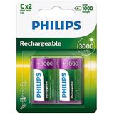 Pilha Recarregável Philips Grande C 02 Unidades 1.2v +3000