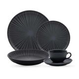 Aparelho Jogo De Jantar Cerâmica Completo Oxford 16pcs Preto