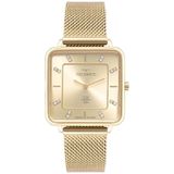 Relogio Technos Feminino Dourado Quadrado Safira Gl22ai/1x