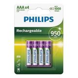 Pilha Aaa Palito Recarregável Philips C/4 Unidades