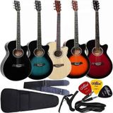 Kit Violão Completo Giannini Gsf1r Com Capotraste Cabo Capa