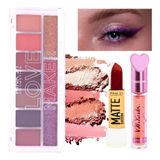 Kit De Maquiagem Completo Paleta De Sombra Batom E Gloss