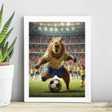 Quadro Capivara Jogando Futebol 24x18cm