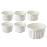 Kit 6 Ramekin Porcelana Branca 100ml Canelado Potinho Tigela