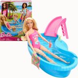 Boneca Barbie Com Maiô Rosa Dia De Piscina 3+ Mattel