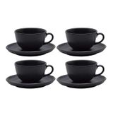 Jogo Xicaras De Chá Café Pires 4pcs 200ml Cerâmica Oxford