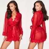 Vestido Renda Lingerie Elashopp Gg Vermelho