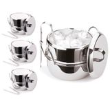 Kit 4 Baldes De Gelo Inox Térmico Com Pegador De Gelo Tampa