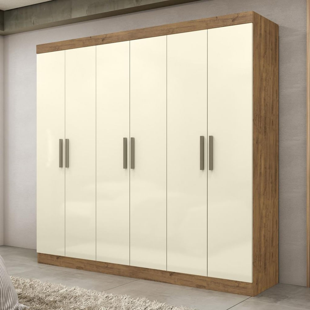 Guarda Roupa Casal 6 Portas 2 Gavetas Mdf Genebra Maxel