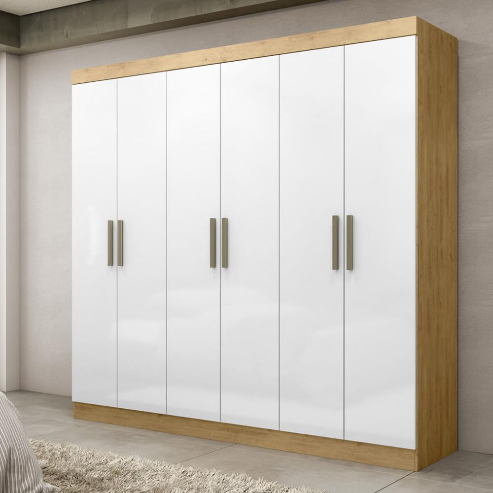 Guarda Roupa Casal 6 Portas 2 Gavetas Mdf Genebra Maxel