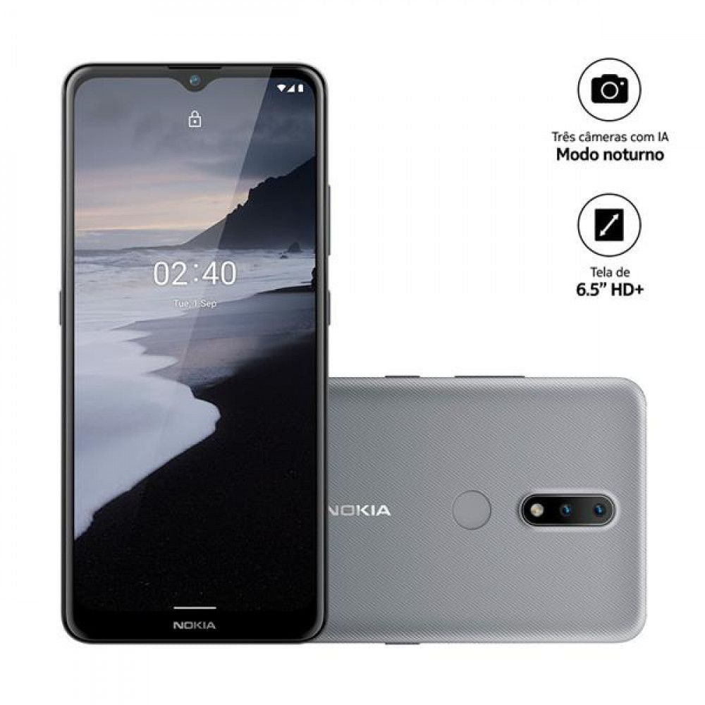 Smartphone Nokia 2.4 NK015 6,5HD+ 64GB, 3GB RAM Android Câmera Traseira 13+2MP - Cinza