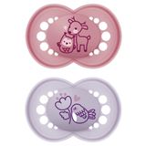 Kit Com 2 Chupetas Borracha Natural Mam 6m+ Rosa + Estojo