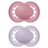 Kit Com 2 Chupetas Borracha Natural Mam 16m+ Rosa + Estojo