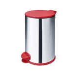 Lixeira De Pedal Aço Inox 12l Com Tampa Vermelho Martinazzo