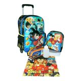 Kit Mochila Dragon Ball Z Goku Rodinhas Lancheira Estojo G