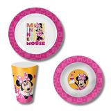 Prato Tigela E Copo Jogo Infantil Refeiçao Minnie Disney