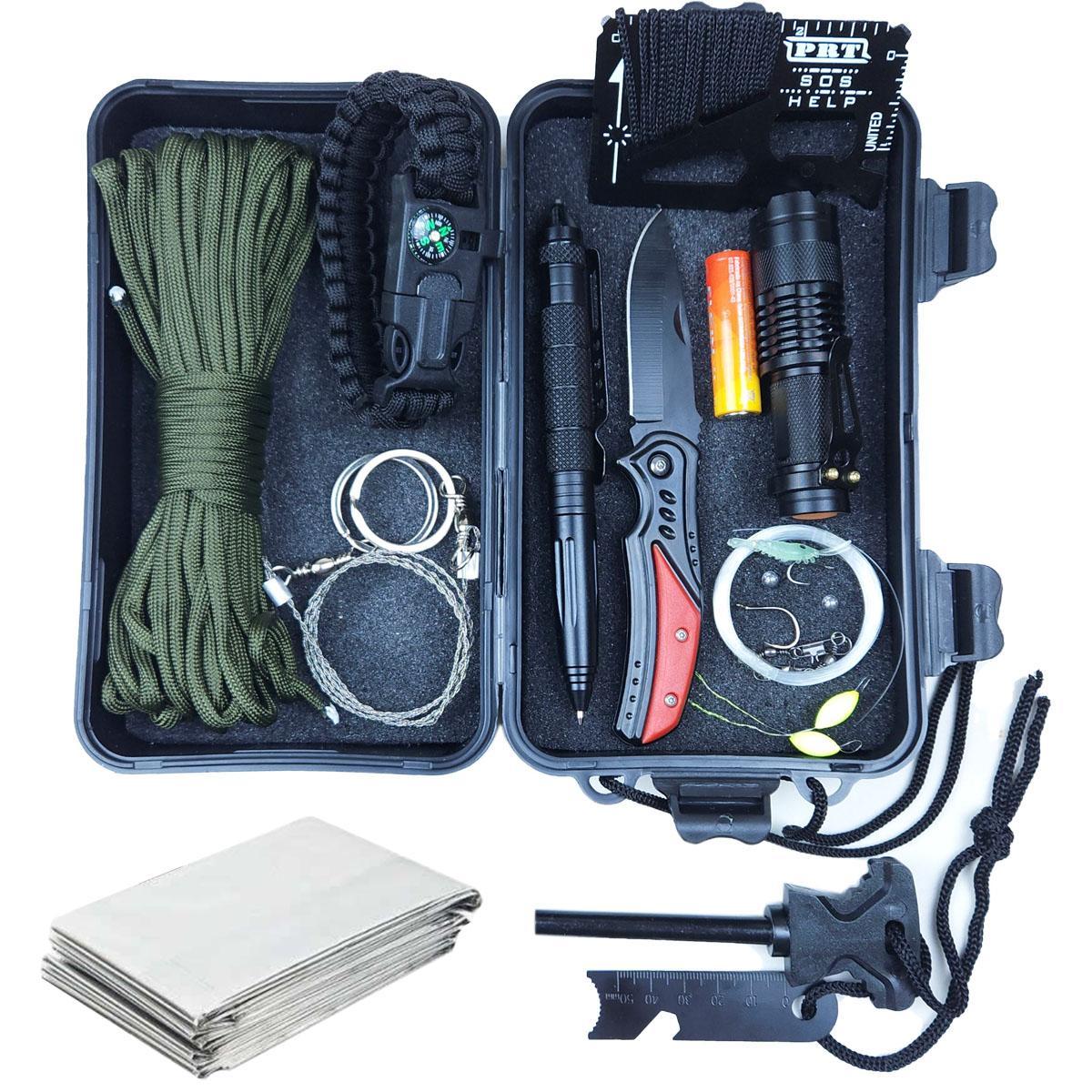 Kit De Sobrevivência Pesca Acampamento Lanterna Paracord